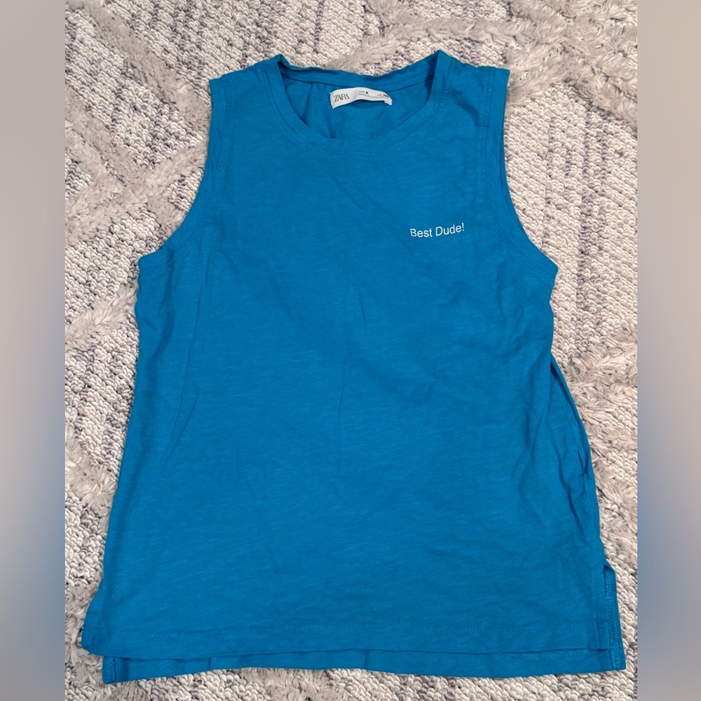 ZARA boys Bright Turquoise Sleeveless Tee
